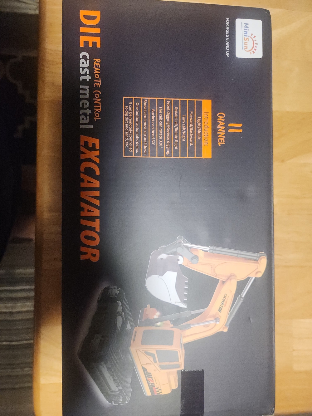 Die Cast Metal Excavator Toy - Orange and Black